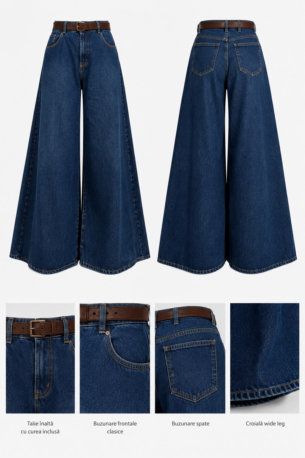 Blugi Extreme Wide Leg cu curea